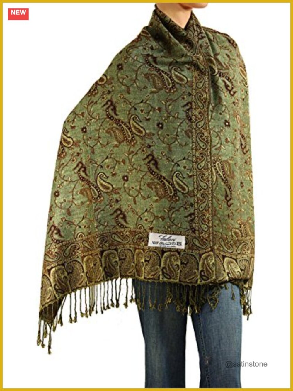 Reversible Paisley Pashmina Shawl Wrap Evening Scarf 80x27